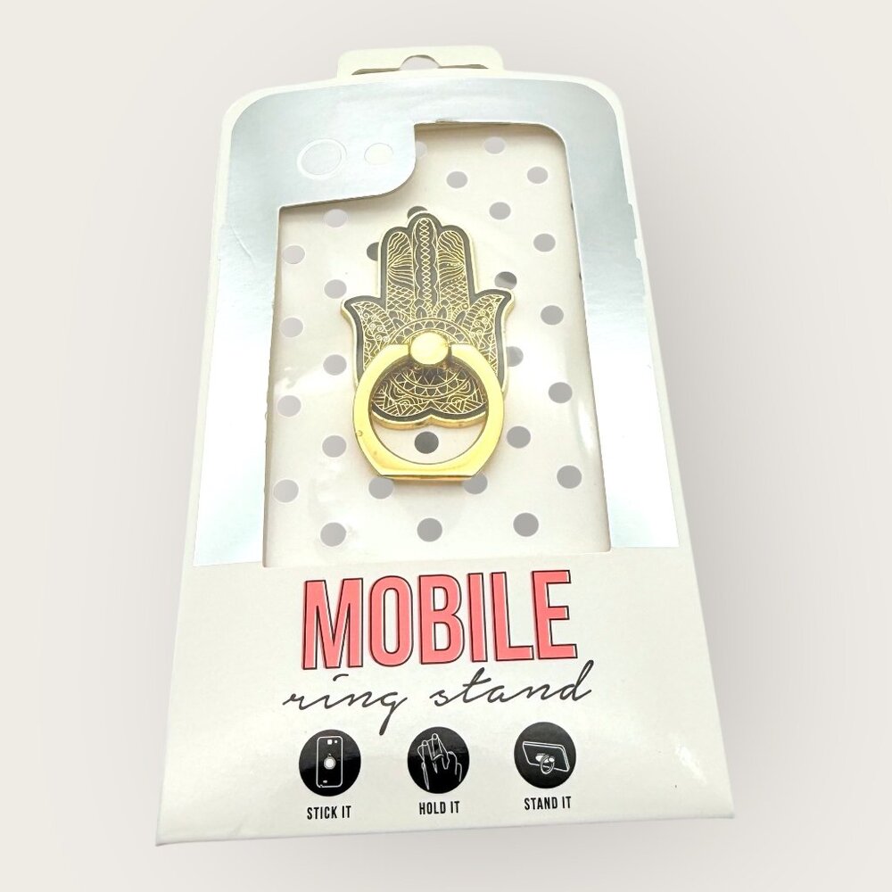 Hamsa Hand Gold Mobile Phone Holder Ring Kickstand